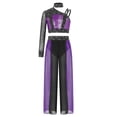 thumbnail image 4 of iiniim Girls Jazz Dance Colored Patch Party Wear Shiny Embellishment Modern Stage Contest Top with Pants Purple 12, 4 of 7