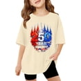 thumbnail image 2 of MAIHAN Girls 250 Anniversary USA Shirt 250 Anniversary America Merchandise Tshirt Shirts 4th of July Outfits Patriotic Tees(Shirt PrintE,Beige,9-10 Years), 2 of 4