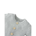 thumbnail image 4 of Qiylii Baby Romper with Hat, Solid Color O-Neck Long Sleeve Single Breated Bodysuit, 4 of 8