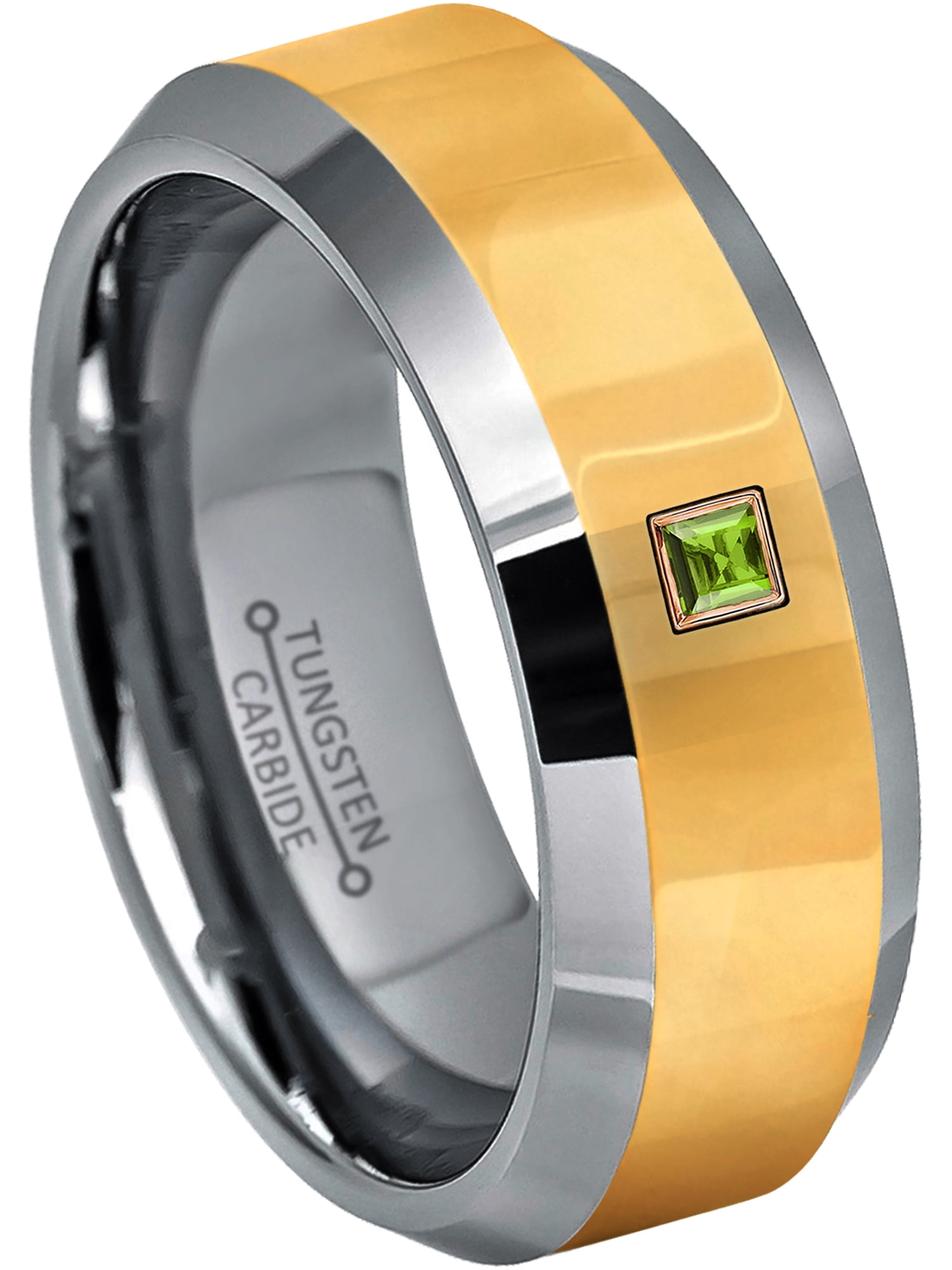 Wedding Bands Religious Bands Cobalt Satin and Polished Ridged Edge 8mm Band Size 7