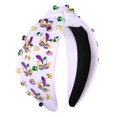 thumbnail image 1 of Máscara de plumas de Moloch para carnaval y diadema anudada (morado, amarillo y verde) - Diadema de cristal para carnaval del Martes de Carnaval - Regalos para el cabello de mujer, 1 of 1