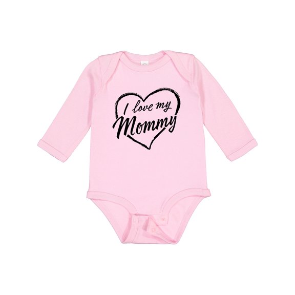 Inktastic I Love My Mommy in Black Chalk Heart Boys or Girls Long Sleeve Baby Bodysuit