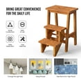 thumbnail image 4 of Gymax 3 Tier Step Stool 3 in 1 Folding Ladder 24'' Storage Shelf Multi-function Coffee, 4 of 9