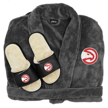 

ISlide Gray Atlanta Hawks Faux Fur Slide Sandals & Robe Bundle