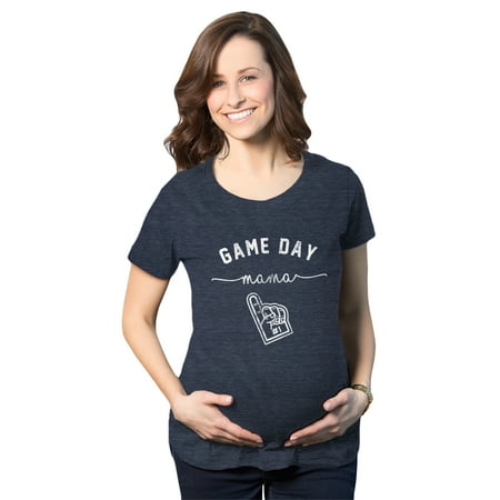 

Maternity Game Day Mama Tshirt Funny Sports Big Game Football Baby Announcement Pregnancy Tee (Heather Navy) - XXL