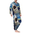 thumbnail image 2 of Fotbe Vintage Starry Sky Shark Pijama de Hombre con Estampado de Manga Larga, Conjunto de 2 Piezas, Ropa de Dormir Suave y Cómoda con Bolsillos-XX-Large, 2 of 7