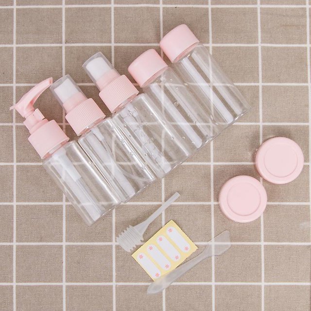 Cosmetic travel bottle, set of 10, transparent travel bottles, airplane travel set, for cosmetics, shampoo, shower gel, face cream