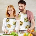 thumbnail image 5 of Yellow Purple Flower Bouquet Sunflower Apron-Garden Aprons for Women with Pockets-Cotton Linen Waterproof Kitchen Cooking Gardening Aprons Adjustable for Kitchen,Cooking,BBQ and Salon 33x27 Inch, 5 of 7