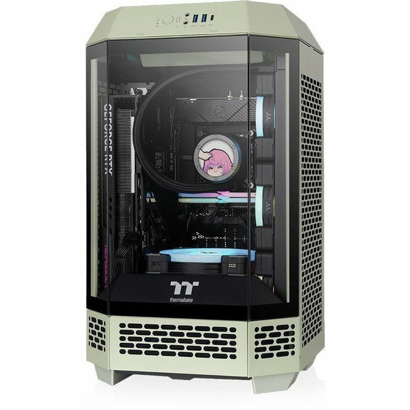 Thermaltake Tower 250 Matcha Green Mini-ITX Mini Tower 2x120mm CT Fans Included, 360mm Radiator Support 360mm GPU Clearance Dual Chamber CA-1Z9-00SEWN-00