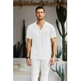 thumbnail image 2 of COOFANDY Men's Knit Button Down Shirt 2025 Vintage Short Sleeve Polo Shirt Casual Beach Tops White XXL, 2 of 4