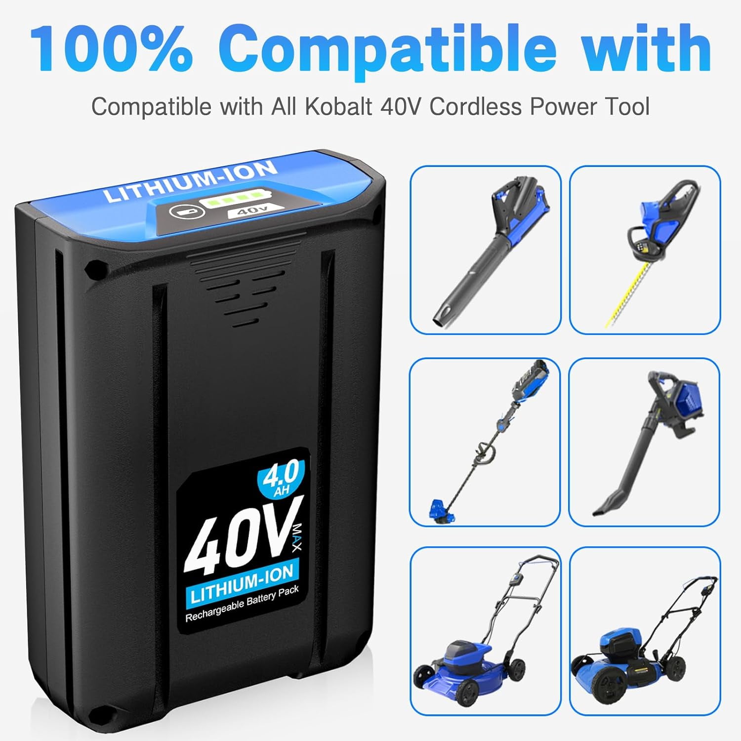 Sydelway 40V Replacement For Kobalt 40V Battery MAX KM