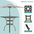 thumbnail image 4 of MEETWARM Patio Height Bar Table, 35.4" Bar Height Bistro Table, Outdoor Cast Aluminum Bistro Square High Top Dining Table with 2.2" Umbrella Hole for Garden Deck Backyard, Dark Bronze, 4 of 7