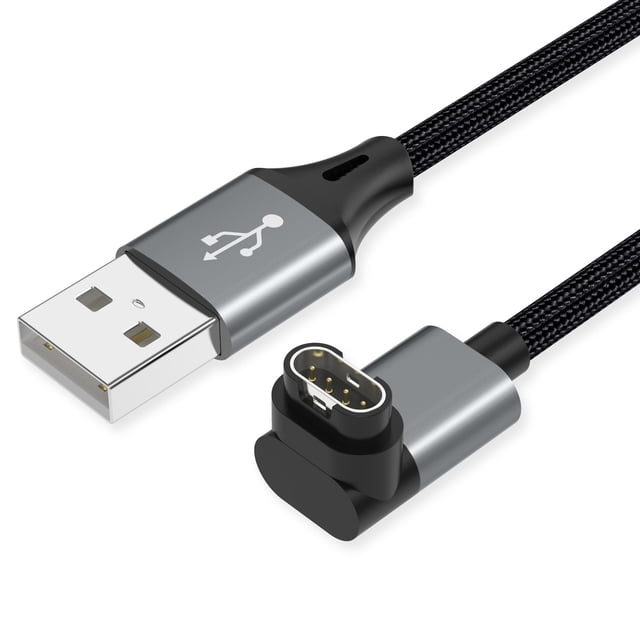 Cable de carga AGVEE para reloj Garmin, 3,3 pies, en forma de L, gris oscuro
