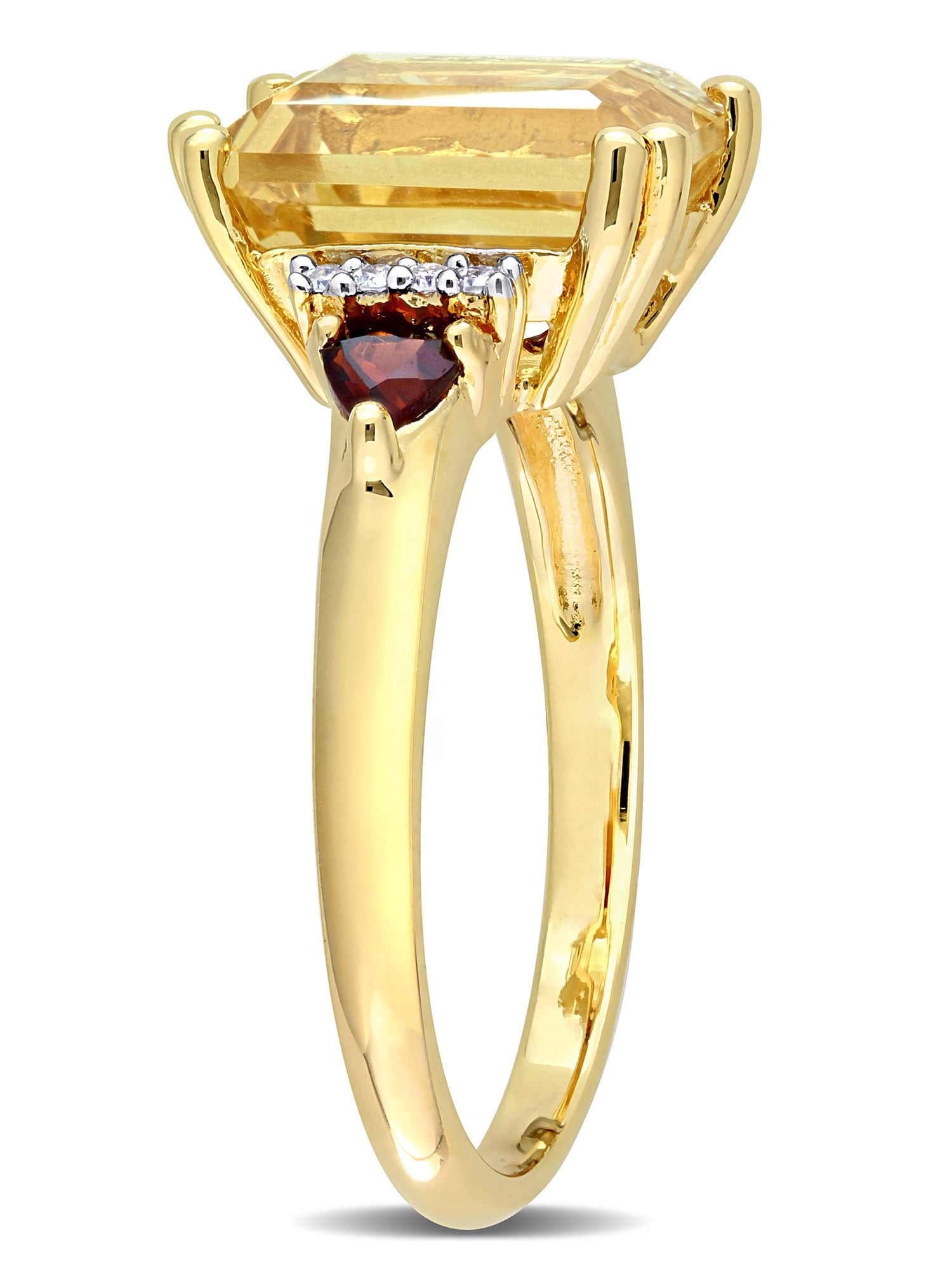 Everly Women's Citrine and Garnet 18k Yellow Gold Plated Ring