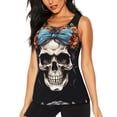 thumbnail image 2 of Uemuo Bow Flower Skull Pattern Workout Tank Tops for Women Breathable Moisture-wicking tank top Sleeveless Running Loose Fit Yoga Tops Active Shirts Sports Gym Exercise, 2 of 9