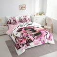thumbnail image 4 of Manfei Pink Fashion Female 7-Piece Bedding Comforter Set, Romantic Anniversary King Bedding Sets, Princess Style Reversible Bed Sheets, Lightweight Room Decor, 4 of 8