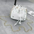 thumbnail image 4 of EeaseCA Fashion Flowers Lace Embroidery Drawstring Bucket Bag Shoulder Bag Purse (White), 4 of 7