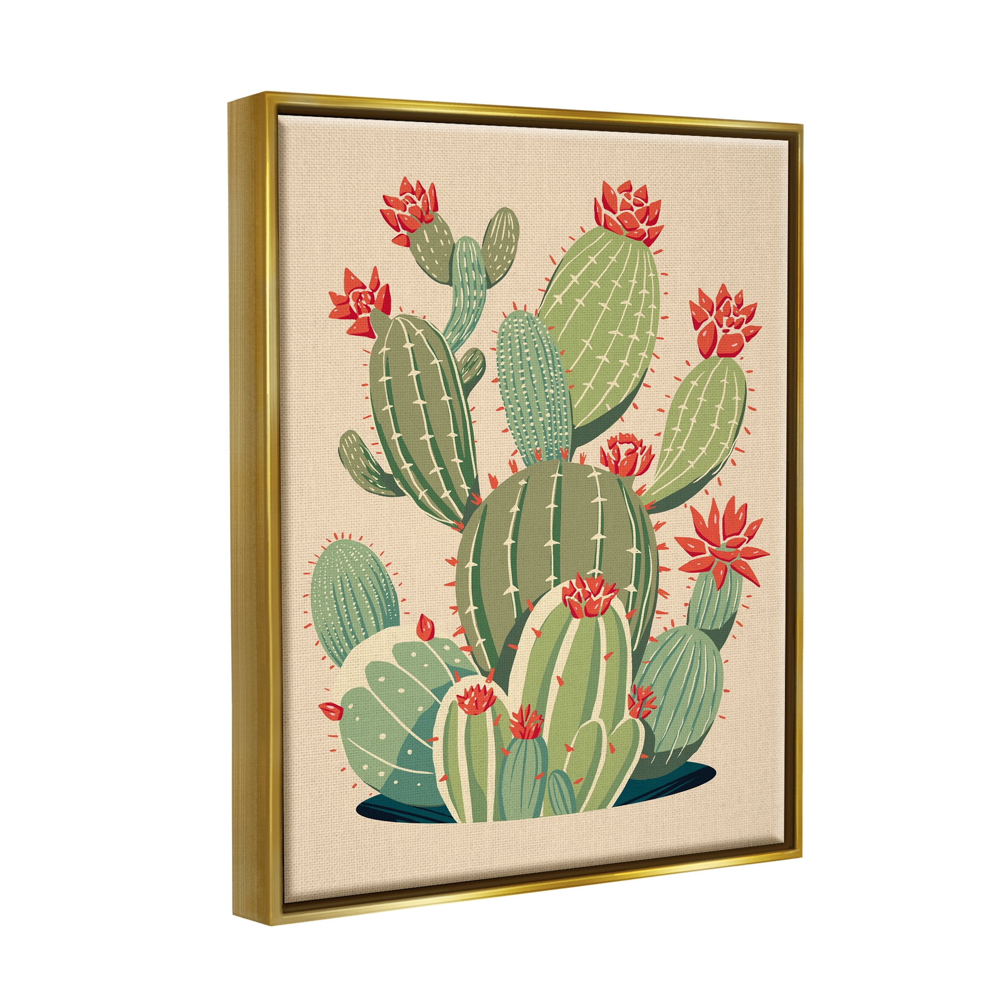 Stupell Industries Prickly Pear Cactus Botanicals Botanical & Floral Painting Gold Floater Framed Art Print Wall Art