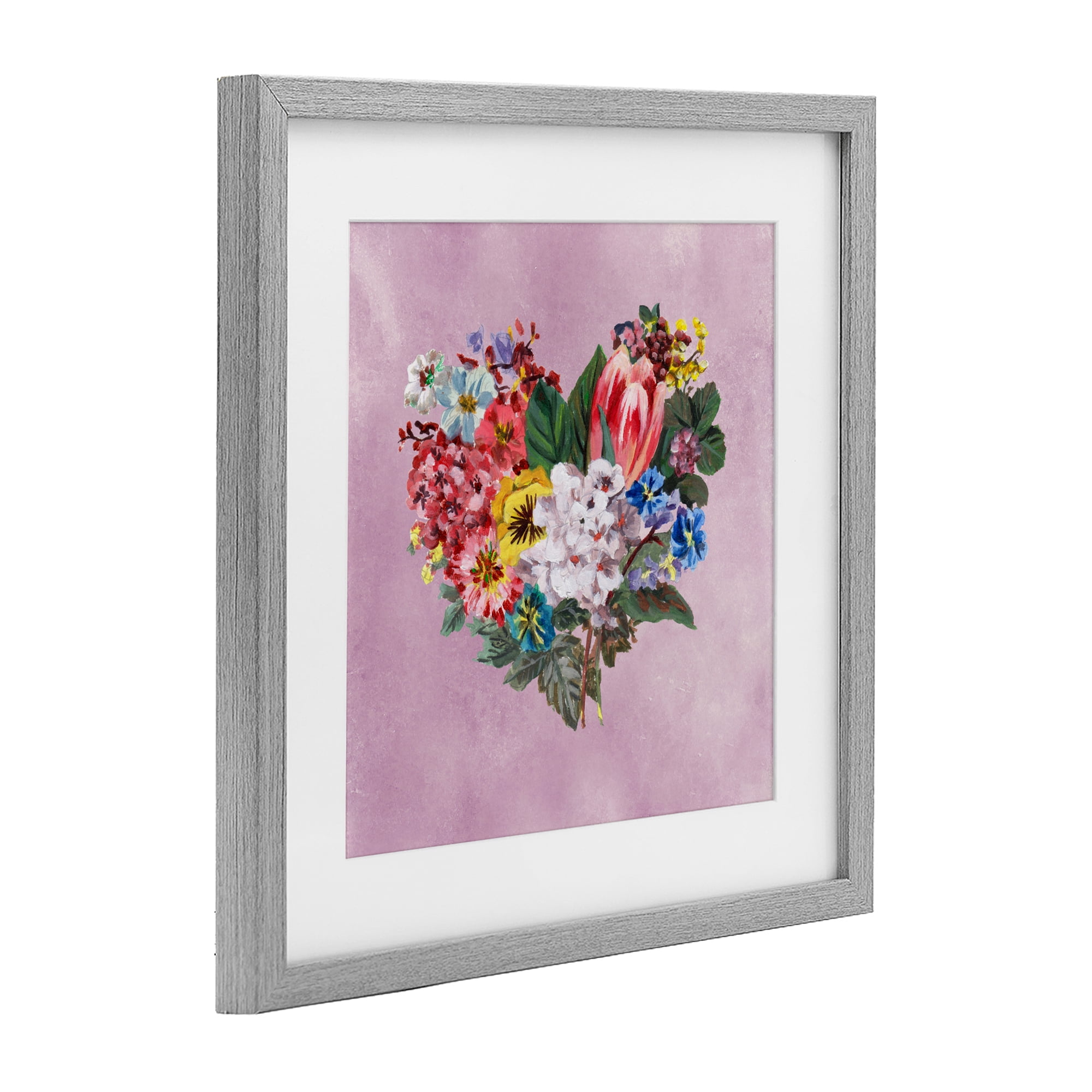 Stupell Industries Heart Shaped Garden Blooms Gray Framed Print Under Glass, design by Melissa Wang