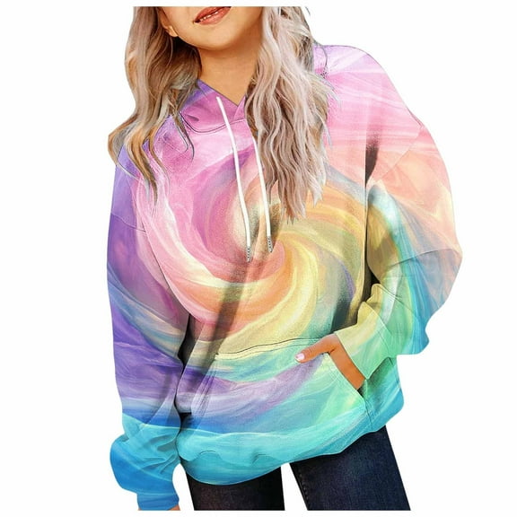 Tie Dye Shirt Kids Size 10 Teen Girls Crewneck Sweatshirt Casual Loose Cute Print Long Sleeve Crew Neck Baby Trendy Hooded Outfit Tops