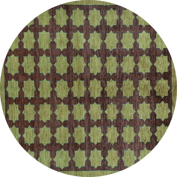 Ahgly Company Indoor Round Abstract Light Blue Modern Area Rugs, 8' Round