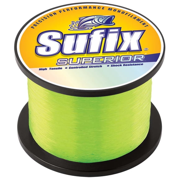 Sufix Superior Monofilament Fishing Line, 1 lb Spool, 40 lb Hi-Vis Yellow
