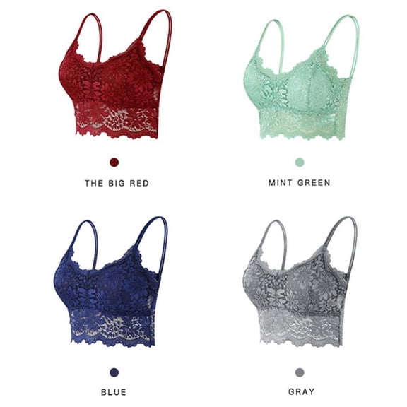4 Pcs Lace Bralettes for Women Bralette Padded Lace Bandeau Bra