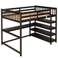 thumbnail image 5 of Hassch Full Size Loft Bed with Built-in Desk & Shelves, Espresso Pine Wood & MDF Bunk Bed Frame with Ladder, 250 lbs Capacity, Space-Saver for Bedroom, Dorm, 5 of 10