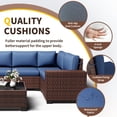 thumbnail image 3 of Omniberg 7 Pieces Outdoor Patio Furniture Sets, All Weather Outdoor Sectional Sofa PE Rattan Wicker Patio Conversation Set with Washable Cushions and Glass Coffee Table, Brown/Blue, 3 of 8