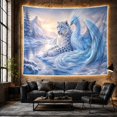 thumbnail image 6 of Snow Leopard and Blue Phoenix Resting on Icy Mountainside, Mystical Fantasy Illustration for Nature Lovers, Mythical Wildlife Art Christmas Gift Tapestry Wall Hanging for Bedroom and Living Room, 6 of 7