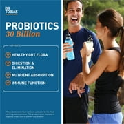 Dr. Tobias Dr. Tobias Probiotics 30 Billion, 10 Strains, 30 Billion CFUs, Targeted Release Probiotics for Digestive Health, Shelf-Stable Probiotics for Women & Men, Non-GMO, 30 Capsules, 30 Servings