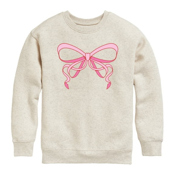Instant Message - Simple Bow - Youth Girls Crew Fleece Sweatshirt