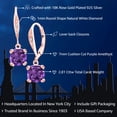 thumbnail image 2 of Gem Stone King 18K Rose Gold Plated Silver Purple Amethyst and White Diamond Earrings for Women (2.81 Cttw, Gemstone February Birthstone, Cushion 7MM), 2 of 6