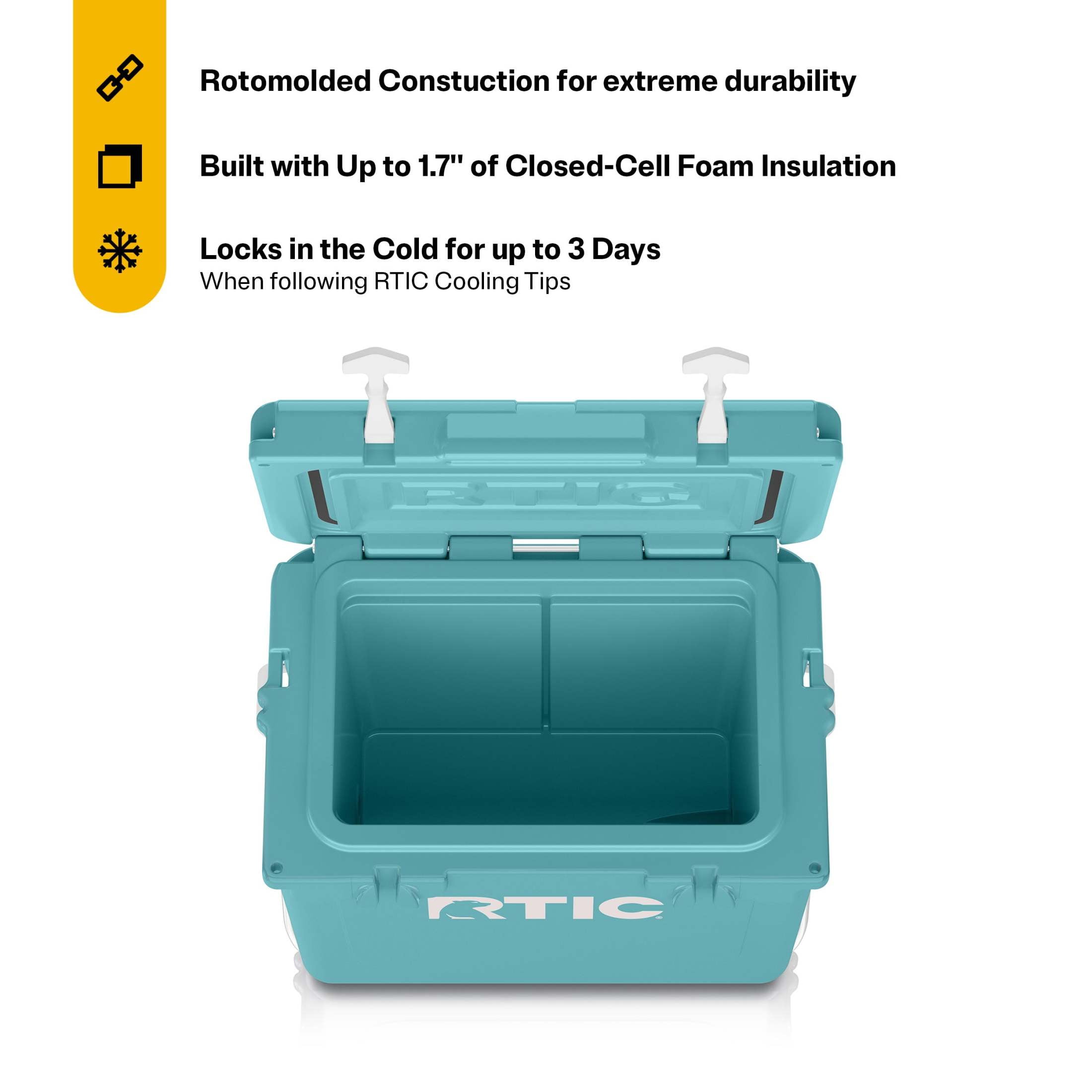 RTIC 20 QT Ultra-Tough Rotomolded Hard-Sided Ice Chest Cooler, Fits 30 Cans, Lagoon