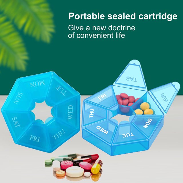 Trayknick 3 Pcs Boîte à Pilules Translucide Anti-Humidité Portable 7 Compartiments Mini Distributeur Hebdomadaire Extérieur Voyage Conteneur de Pilules 7 Jours Porte-Capsules pour Voyage Vert Armée