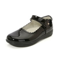 Piuwrlz Kids Closed Toe Shoe Girls Soft Soled Imitation Leather Shoes Solid Color New Dance Flat Heel Dress Ballet Flats Black Size 15 Years