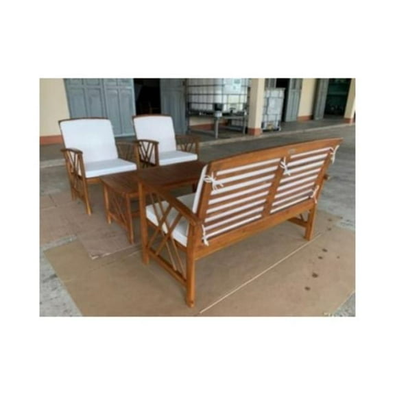Linon Home Decor 146581 Wooden Outdoor Furniture Set, Brown - 4 Piece