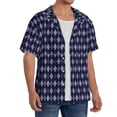 thumbnail image 2 of Goofa Purple and Blue Squares Printed Men's Casual Short-sleeved Shirt,Lightweight Breathable Button-down,Summer Casual men's top,Versatile Fashion shirt-XX-Large, 2 of 7