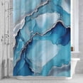 thumbnail image 3 of Marble Texture Shower Curtain for Bathroom Decor, Blue Sage Green Shinny Modern Abstract Waterproof Fabric Shower Curtain, 72"x78" Set with 12 Hooks, 3 of 9