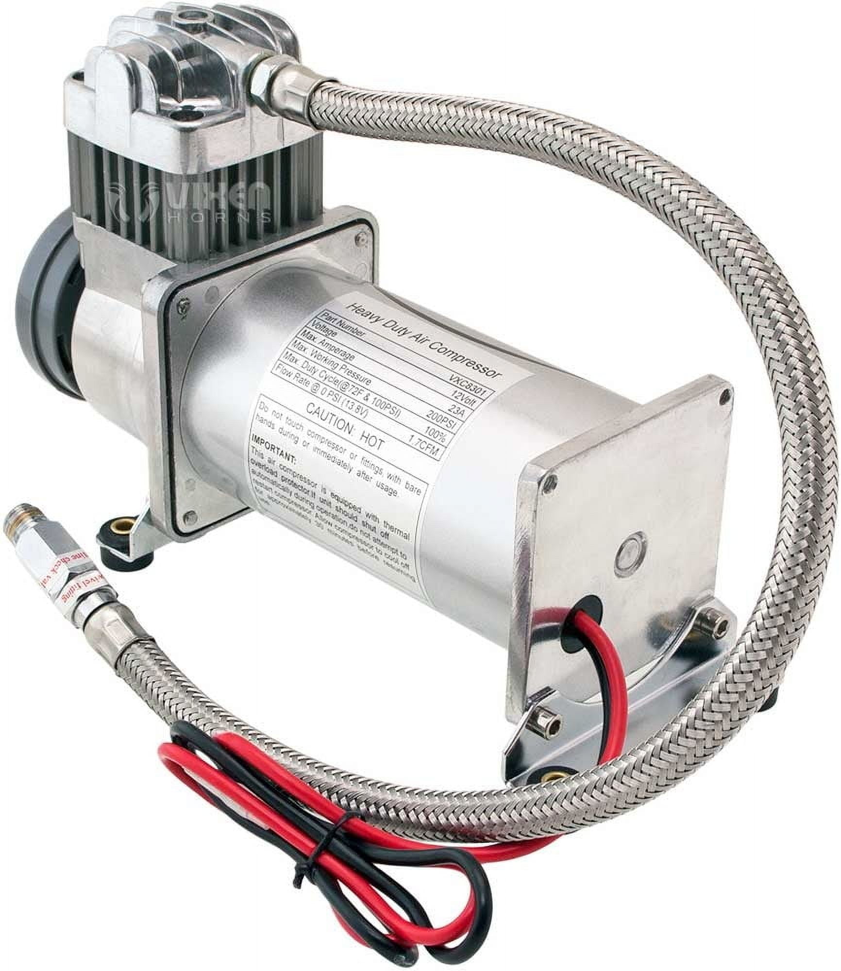 Vixen Horns Train Horn Kit for Trucks/Car/Semi. Complete Onboard System- 200psi Air Compressor, 2.5 Gallon Tank, 4 Trumpets. Super Loud dB. Fits Vehicles like Pickup/Jeep/RV/SUV 12v VXO8325/4124B