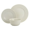 thumbnail image 3 of Tabletops Gallery Richmond 12-Piece Reactive Glaze Stoneware Dinnerware Set of Kitchen Dishes, Dinner Plates, Cereal Bowls, Service for 4, White, 3 of 6