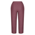thumbnail image 4 of WIZUTIZ Womans Dress Pants Retro Trendy Loose Wide Leg Sweatpants Elastic Spandex High Waist Full Length Trousers Solid Asymmetrical Cropped Sweatpants for Lady Sports Birthday Purple, 4 of 4