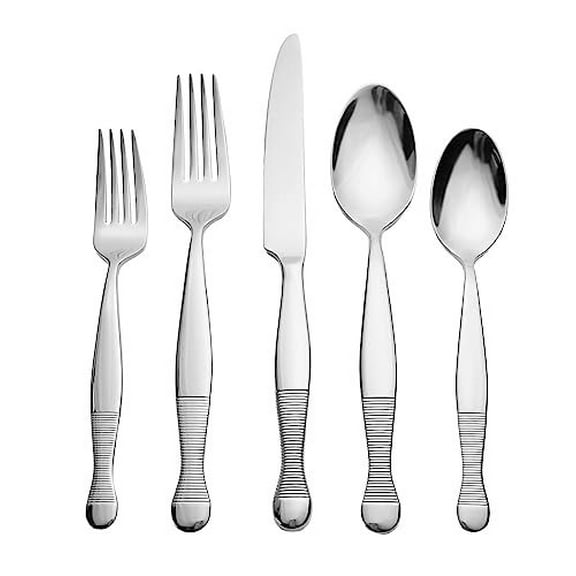 Godinger Flatware Set with 4 Forks, Knifes, Salad Forks, Spoons and Teaspoons, 20 Piece Set, Stainless Steel