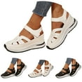 thumbnail image 6 of Closed Toe Walking Sandals for Women 2025 Trendy Leather Cut out Platform Hidden Wedge Heel Fashion Sneakers, 6 of 8