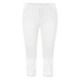 thumbnail image 5 of Women's Cropped Pants Petite Skinny Jeans Stretchy High Rise Tummy Control Trendy Jeggings Denim Pants White 3XL, 5 of 6