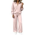 thumbnail image 2 of Mifsaly Track Suits 2 Piece Set for Women Zip Up Sweatshirts Jacket and Wide Leg Pants Fall Winter Daily Going Out Workout Lounge Matching Outfits, 2 of 5