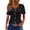 Black, variant on T-Shirts for Women Fall Solid Jacquard V Neck Button Short Sleeve T-Shirt Soft Breathable Lightweight Stretchy Blouses for Women