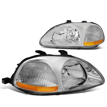 Honda Civic Corner Lights For 96-98 Honda Civic Headlights with Corner Lamps & Amber Reflector (Chrome Housing) - EJ EM EK 97 ()