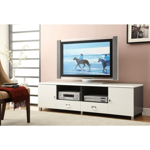 Burkett 2-drawer TV Console White and Grey