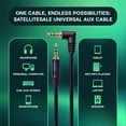thumbnail image 2 of SatelliteSale Auxiliary 3.5mm Right Angle Audio Jack Male to Male Aux Cable Universal Wire Black Nylon Cord 15 feet, 2 of 6